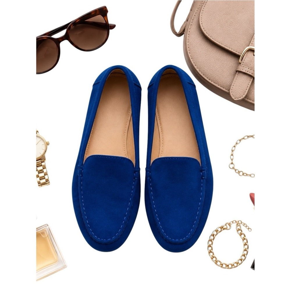 L.K. Bennett Blue Suede Loafers Moccasins Flats Made Italy Women's Size 36 NWOT